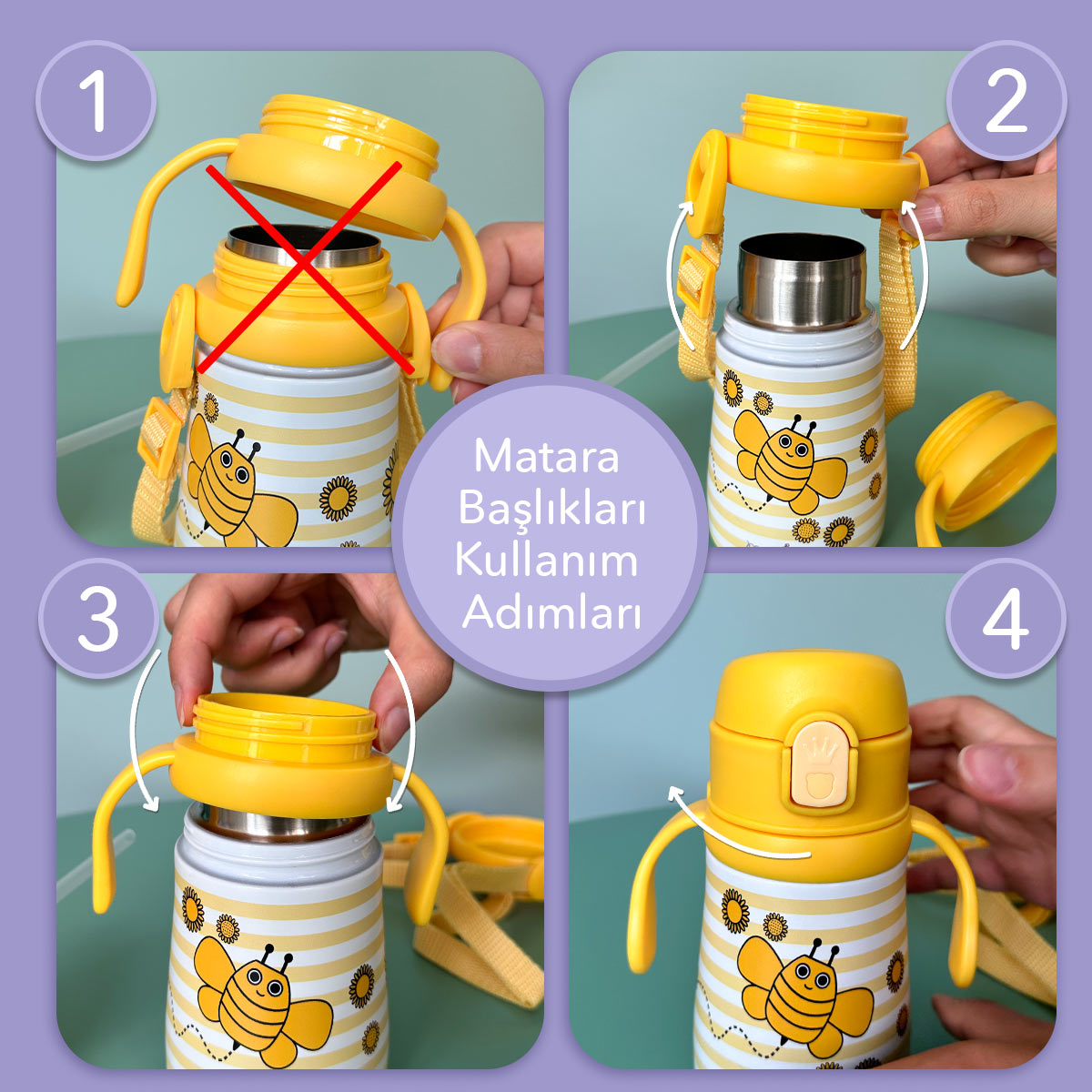 Çelik Küçük Çocuk Matarası Arı Vız Vız 360ml | Milk&Moo