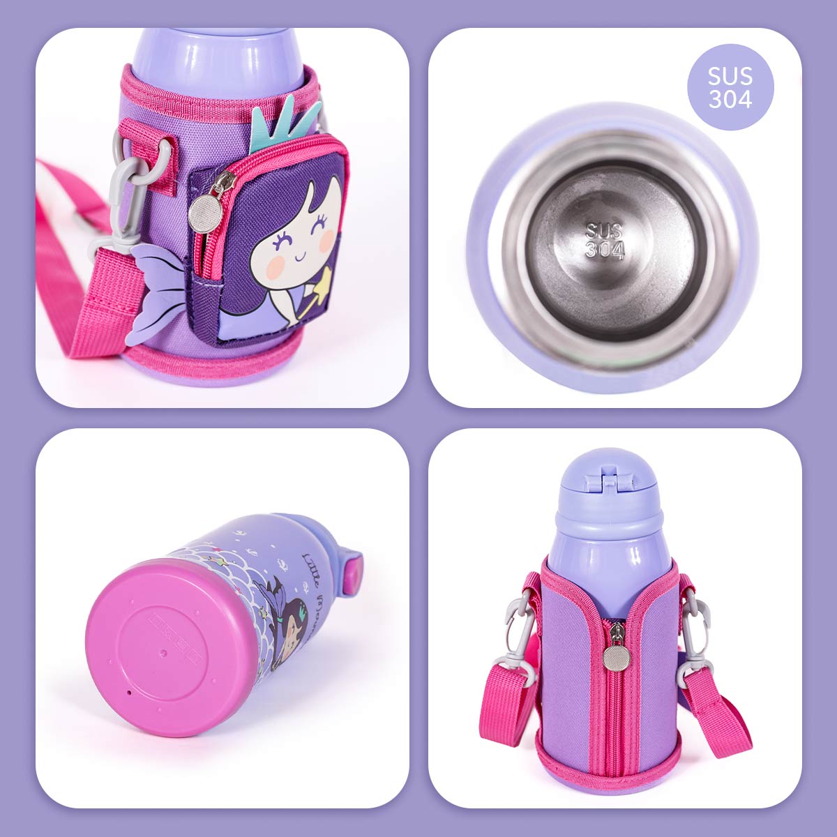 Milk&Moo Trinkflasche Für Kinder – 360 Ml Edelstahl, Mit Bee Buzz Design, Isoliert & Auslaufsicher