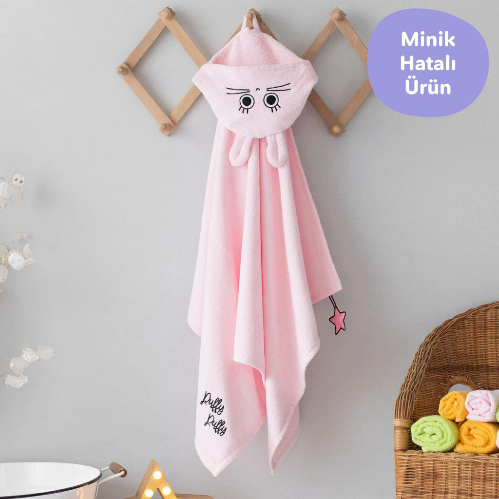 pembe bebek banyo havlusu 0-6 yaş tavşan kız  