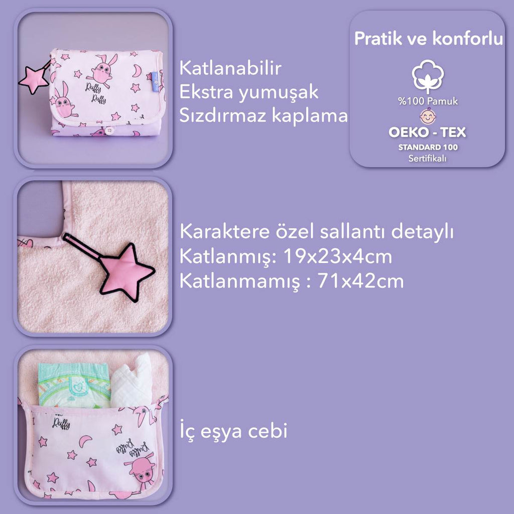 pembe alt açma örtüsü tavşanlı yenidoğan kız bebek 5